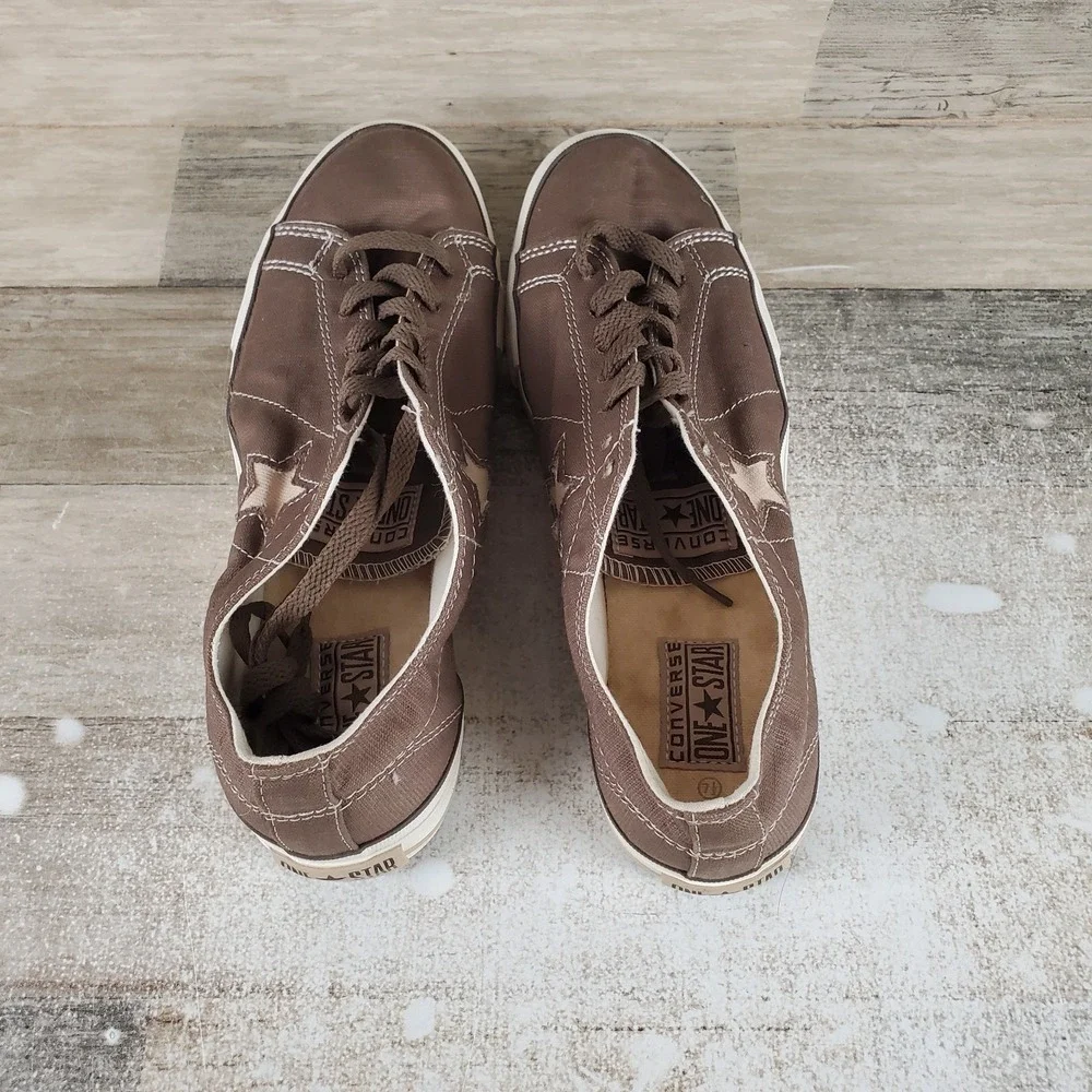 Converse One Star Mens Shoes Sz 7.5 Seasonal Ox Brown Lace Up Cap Toe‎ Sneakers - Picture 4 of 10